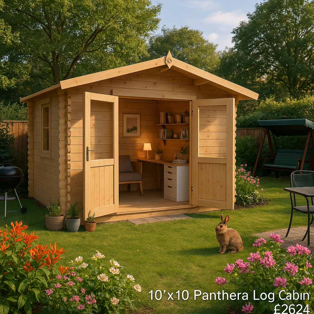 10'x10' Panthera Log Cabin - Quality Garden Log Cabins - 0% Finance - Buy Now Pay Later - Tiger Sheds