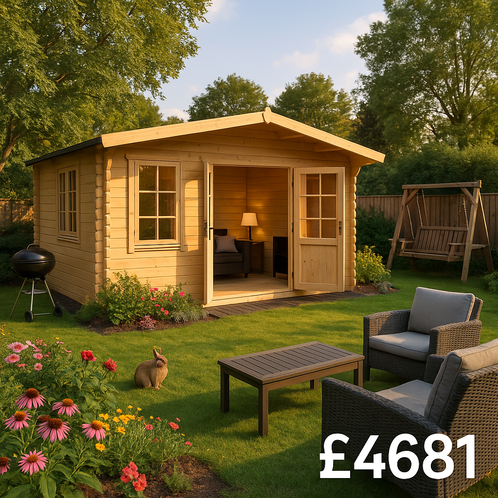 12'x14' Zeta Log Cabin - High Quality Garden Log Cabins - 0% Finance - Buy Now Pay Later - Tiger Sheds