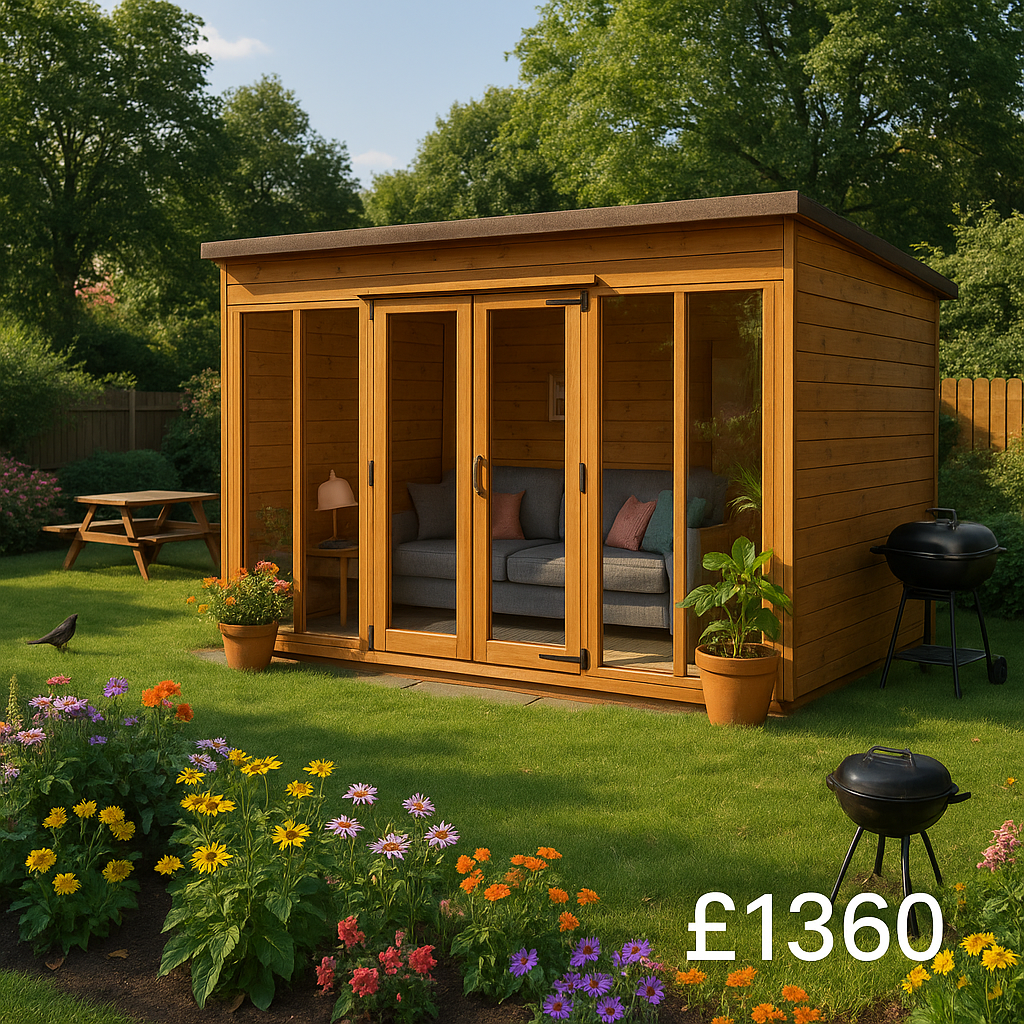 12'x6' Tiger Pent Retreat Summerhouse - Wooden Garden Summerhouse For Sale - Tiger Sheds - 0% Finance - Buy Now Pay Later