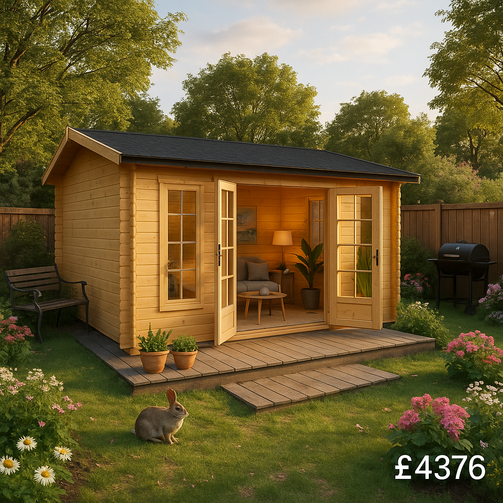 14'x10' Balinese Reduced Height Log Cabin - 44mm Log Cabins - 0% Finance - Buy Now Pay Later - Tiger Sheds