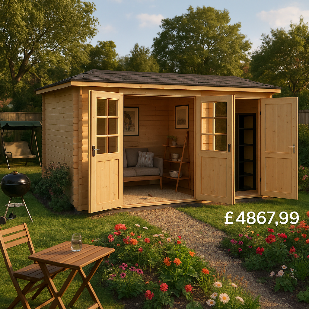 14'x12' Capetus Reduced Height Log Cabin - 44mm Garden Log Cabins - 0% Finance - Buy Now Pay Later - Tiger Sheds