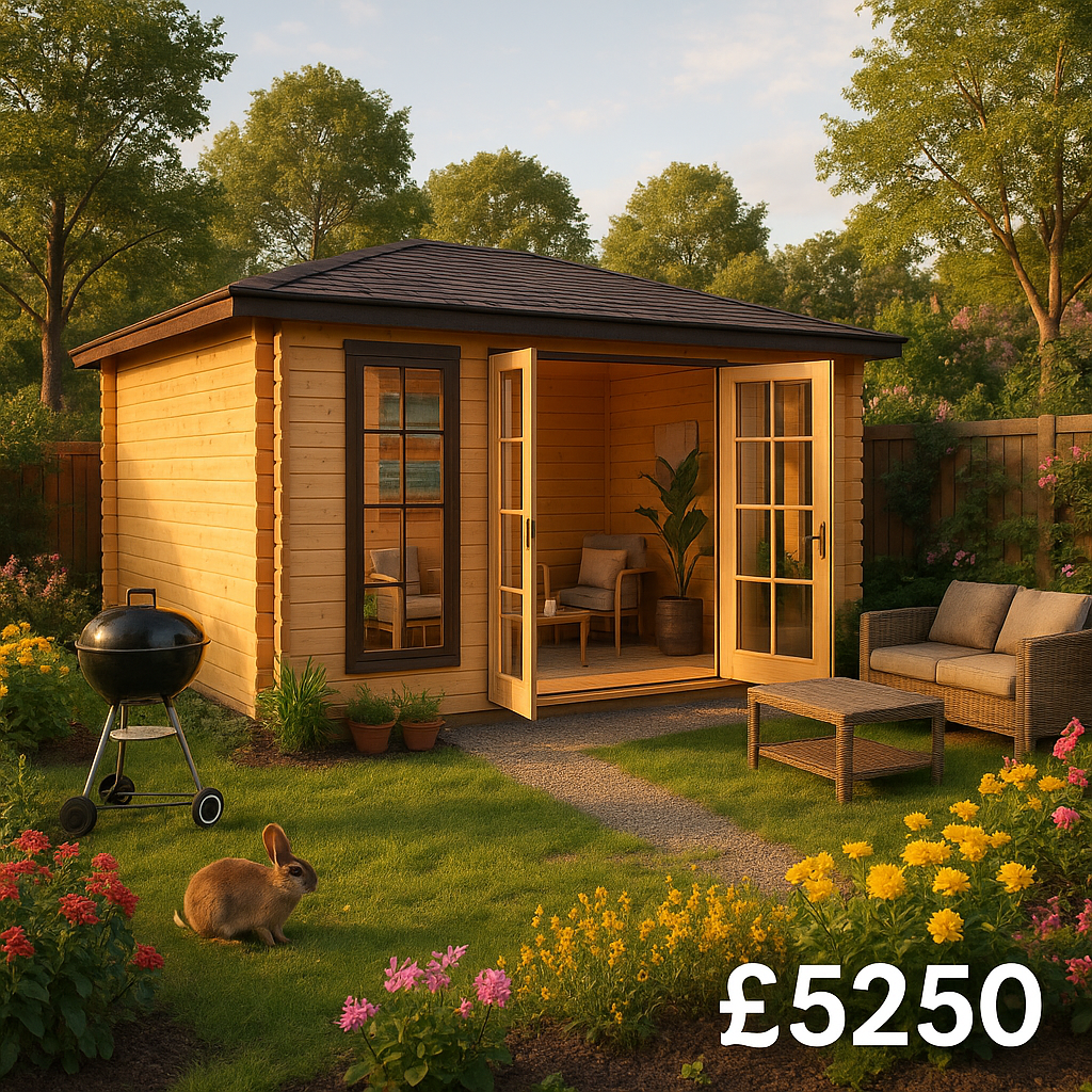 14'x14' Balinese Reduced Height Log Cabin - 44mm Log Cabins - 0% Finance - Buy Now Pay Later - Tiger Sheds