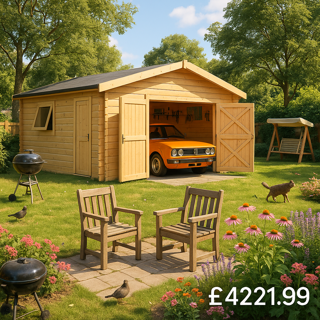 16'x10' The Malayan Garage 44mm Log Cabin - 0% Finance - Buy Now Pay Later - Tiger Sheds