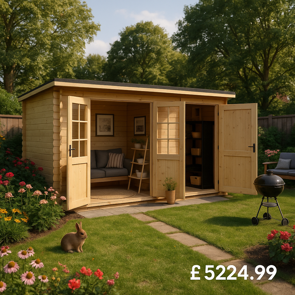 16'x12' Capetus Reduced Height Log Cabin - 44mm Garden Log Cabins - 0% Finance - Buy Now Pay Later - Tiger Sheds