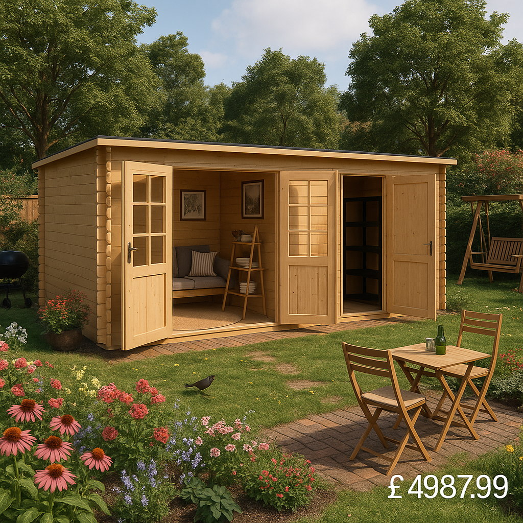 18'x10' Capetus Reduced Height Log Cabin - 44mm Garden Log Cabins - 0% Finance - Buy Now Pay Later - Tiger Sheds