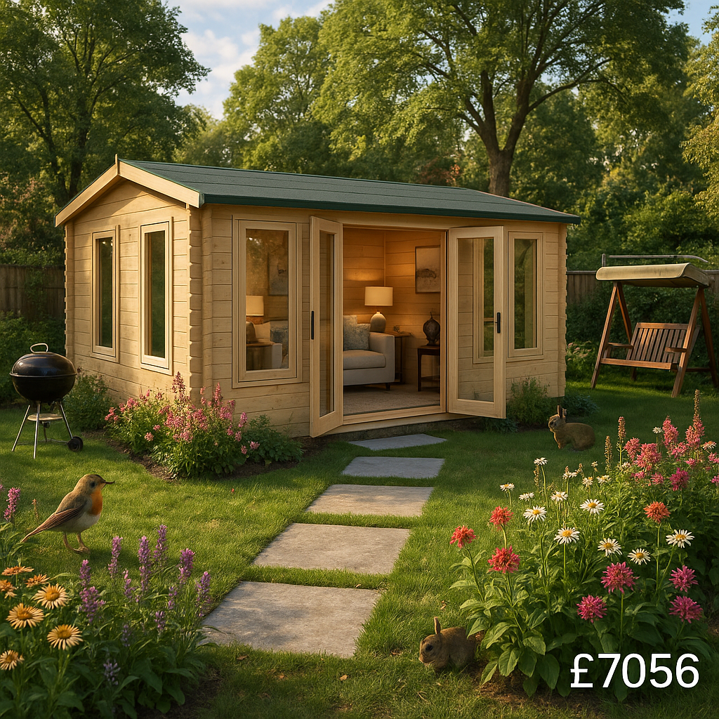 20'x16' Gamma Reduced Height Log Cabin - 44mm Log Cabins - 0% Finance - Buy Now Pay Later - Tiger Sheds