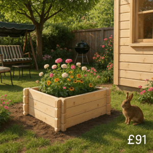 3'x3' Raised Bed 19mm - Outdoor Wooden Flower Bed For Garden & Log Cabins - Tiger Sheds