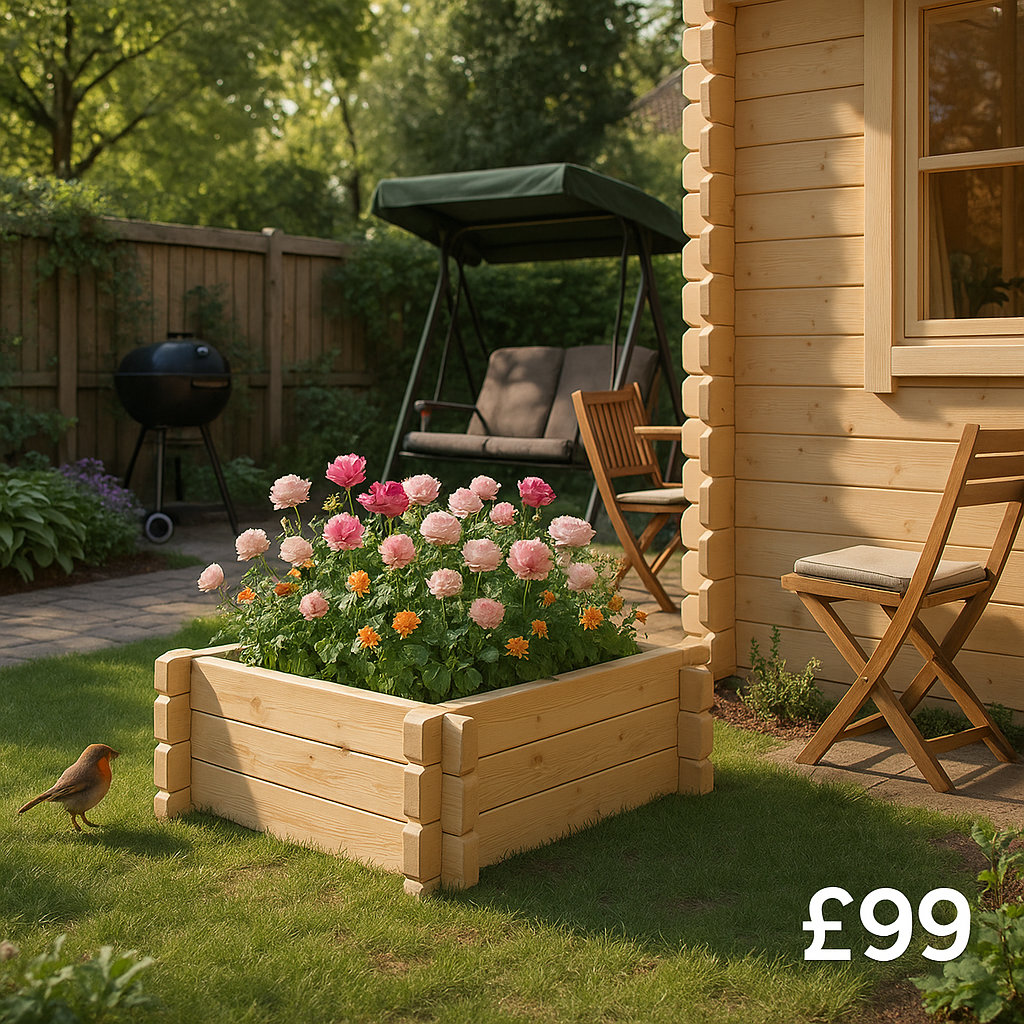 4'x3' Raised Bed 19mm - Outdoor Wooden Flower Bed For Gardens & Log Cabins - Tiger Sheds