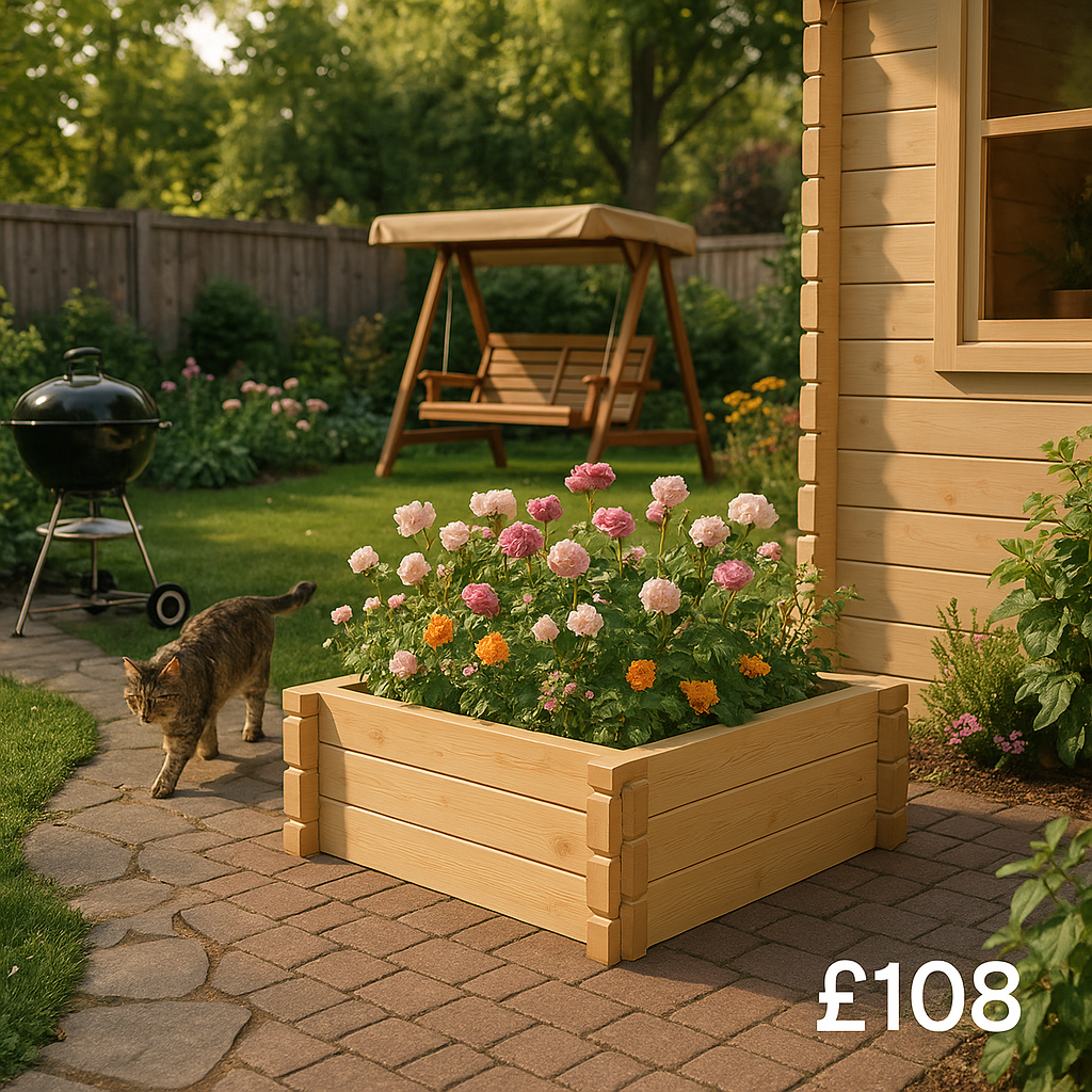 5'x3' Raised Bed 19mm - Wooden Flower Bed - Garden Accessory For Log Cabins - Tiger Sheds