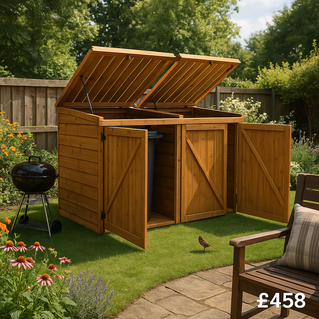 5'x3' Tiger Sheds Double Wheelie Bin Store - Garden Storage Shed - 0% Finance - Buy Now Pay Later