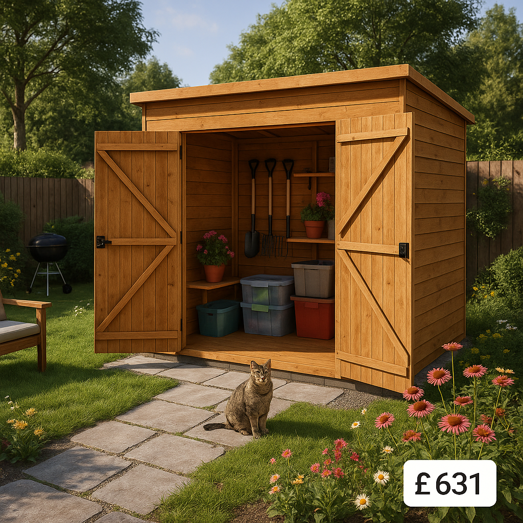 8'x4' Shiplap Pent Windowless 2-Door Shed - Custom Garden Sheds - TigerFlex Fast Delivery - 0% Finance - Buy Now Pay Later - Tiger Sheds