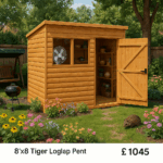 8'x8' Tiger Loglap Pent Shed - Wooden Loglap Sheds - 0% Finance - Buy Now Pay Later - Tiger Sheds