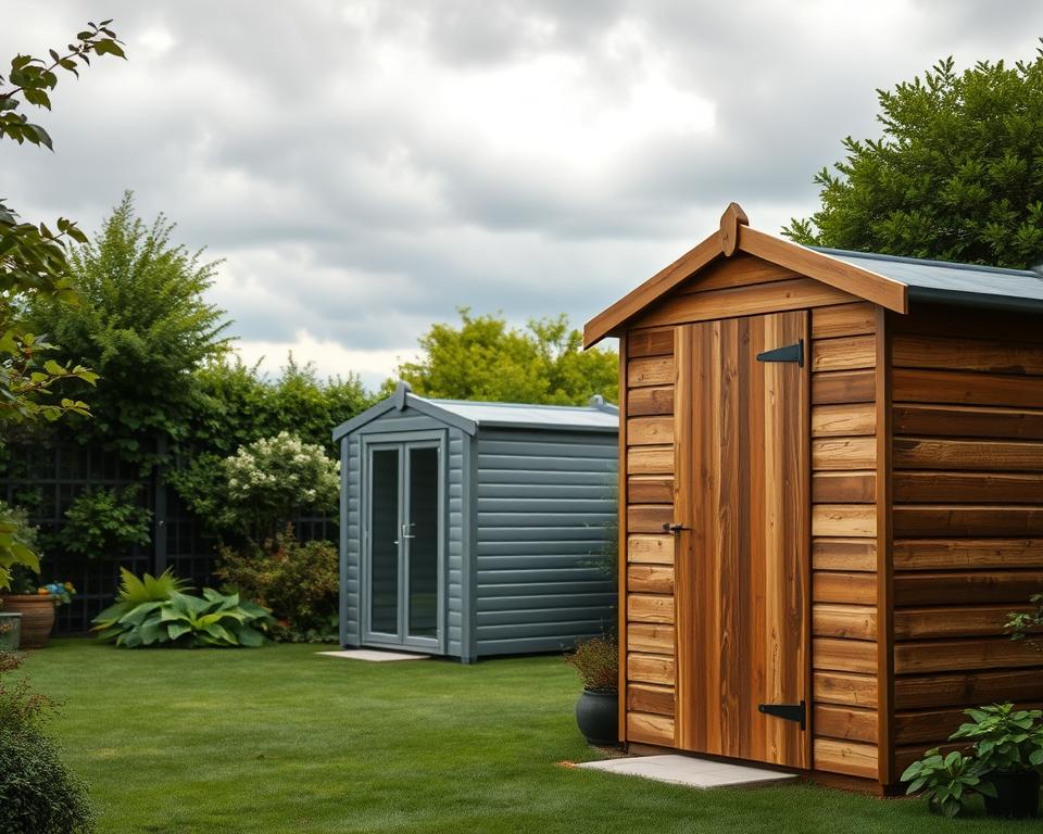 UK weather resistant sheds in British garden