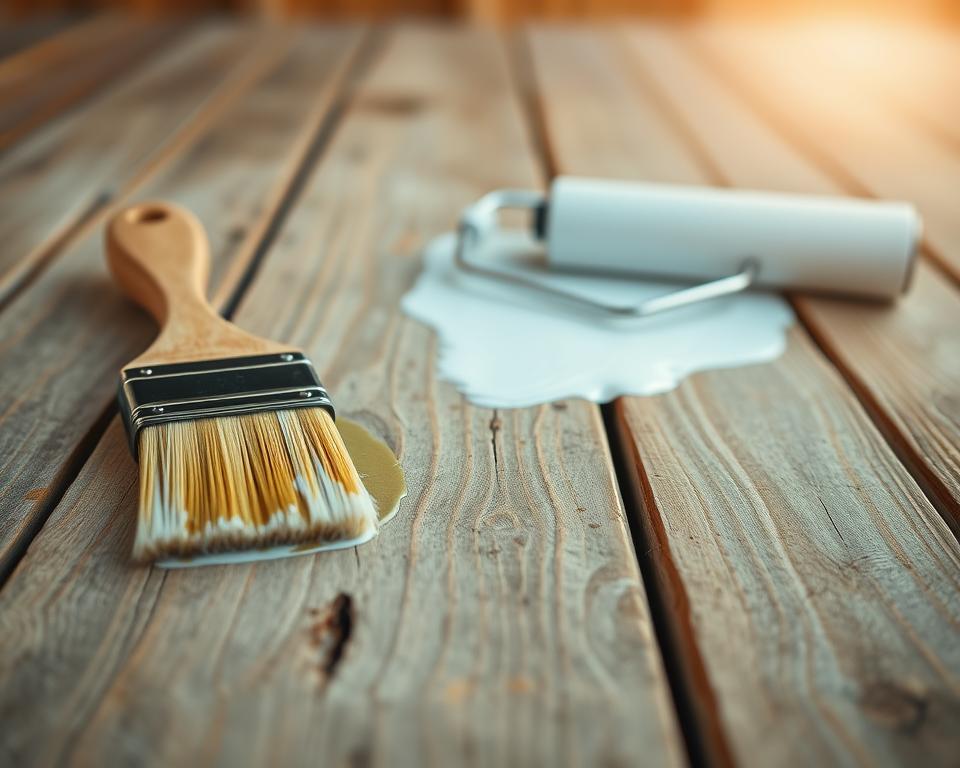 Wood treatment and primer application for sheds