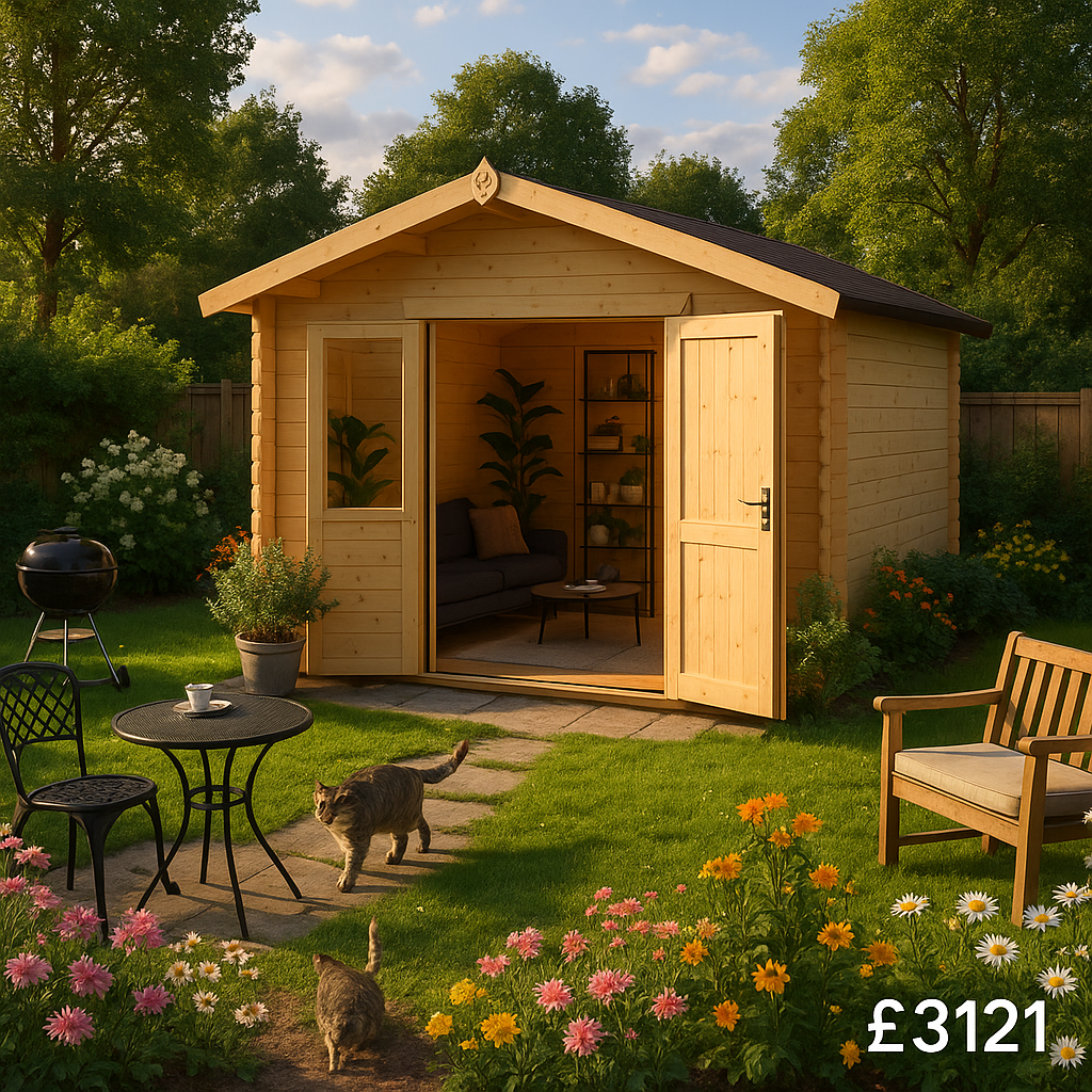 Garden Office - 10'x10' Rayner Log Cabin - Workshop Log Cabins - 0% Finance - Buy Now Pay Later - Tiger Sheds