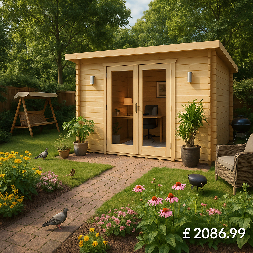 Garden Office - 10'x8' The Corbetti 28mm Log Cabin - 0% Finance - Buy Now Pay Later - Tiger Sheds