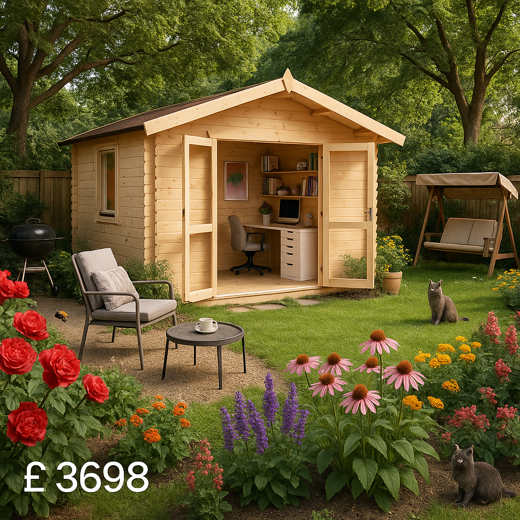 Garden Office - 12'x10' Kipling Log Cabin - Quality Garden Log Cabins - 0% Finance - Buy Now Pay Later - Tiger Sheds