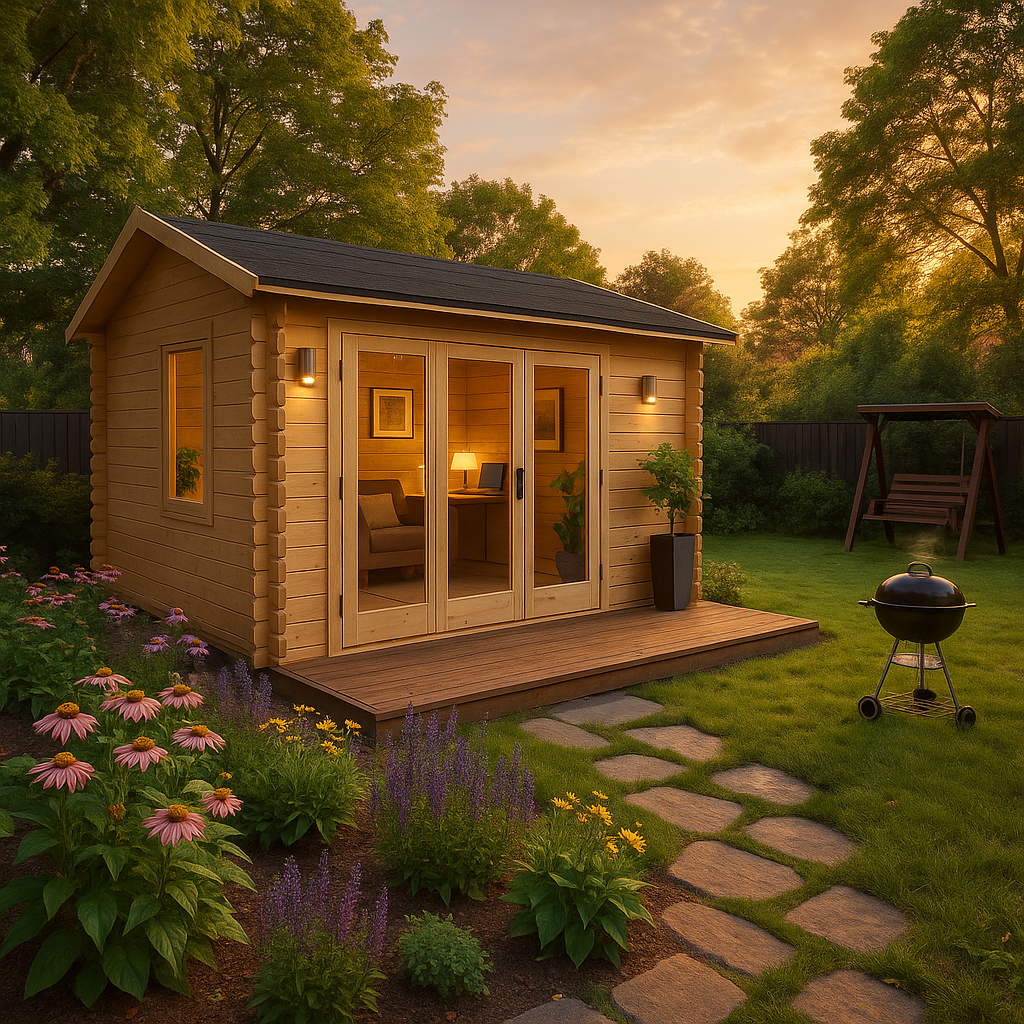 Garden Office - 12'x10' The Balinese 44mm Log Cabin - 0% Finance - Buy Now Pay Later - Tiger Sheds