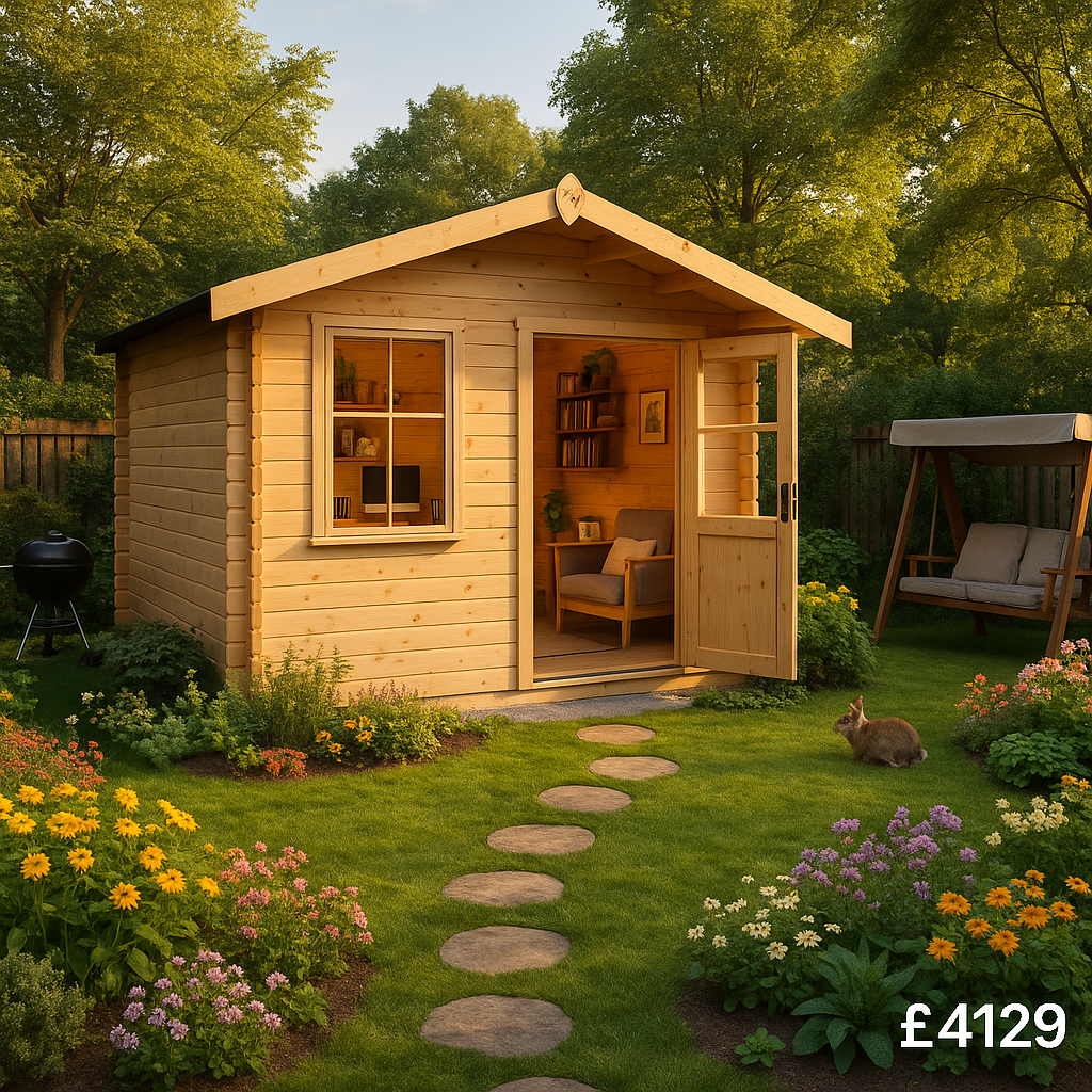 Garden Office - 12'x12' Milne Log Cabin - 44mm Garden Log Cabins - 0% Finance - Buy Now Pay Later - Tiger Sheds