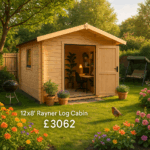 Garden Office - 12'x8' Rayner Log Cabin - Workshop Log Cabins - 0% Finance - Buy Now Pay Later - Tiger Sheds