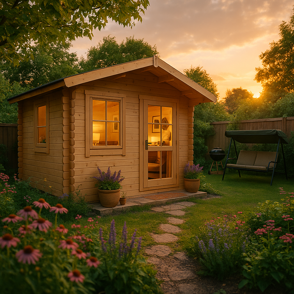 Garden Office - 12'x8' The Caspian 28mm Log Cabin - 0% Finance - Buy Now Pay Later - Tiger Sheds