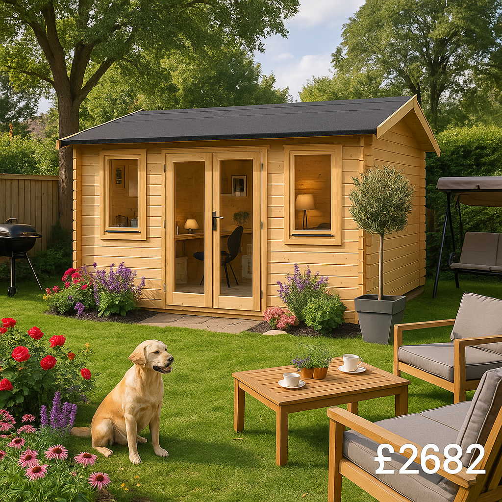 Garden Office - 12'x8' The Sabre 28mm Log Cabin - 0% Finance - Buy Now Pay Later - Tiger Sheds