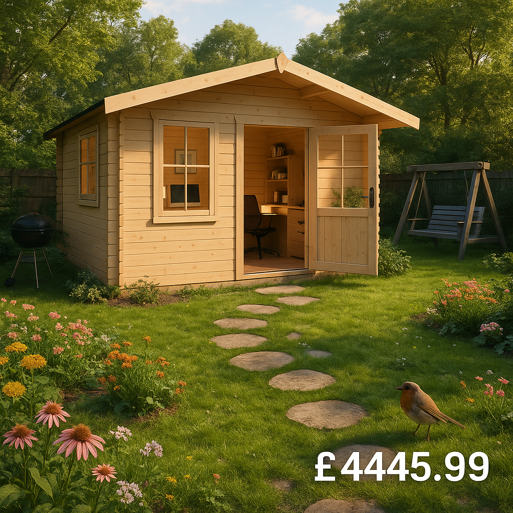 Garden Office - 14'x12' Milne Log Cabin - 44mm Garden Log Cabins - 0% Finance - Buy Now Pay Later - Tiger Sheds