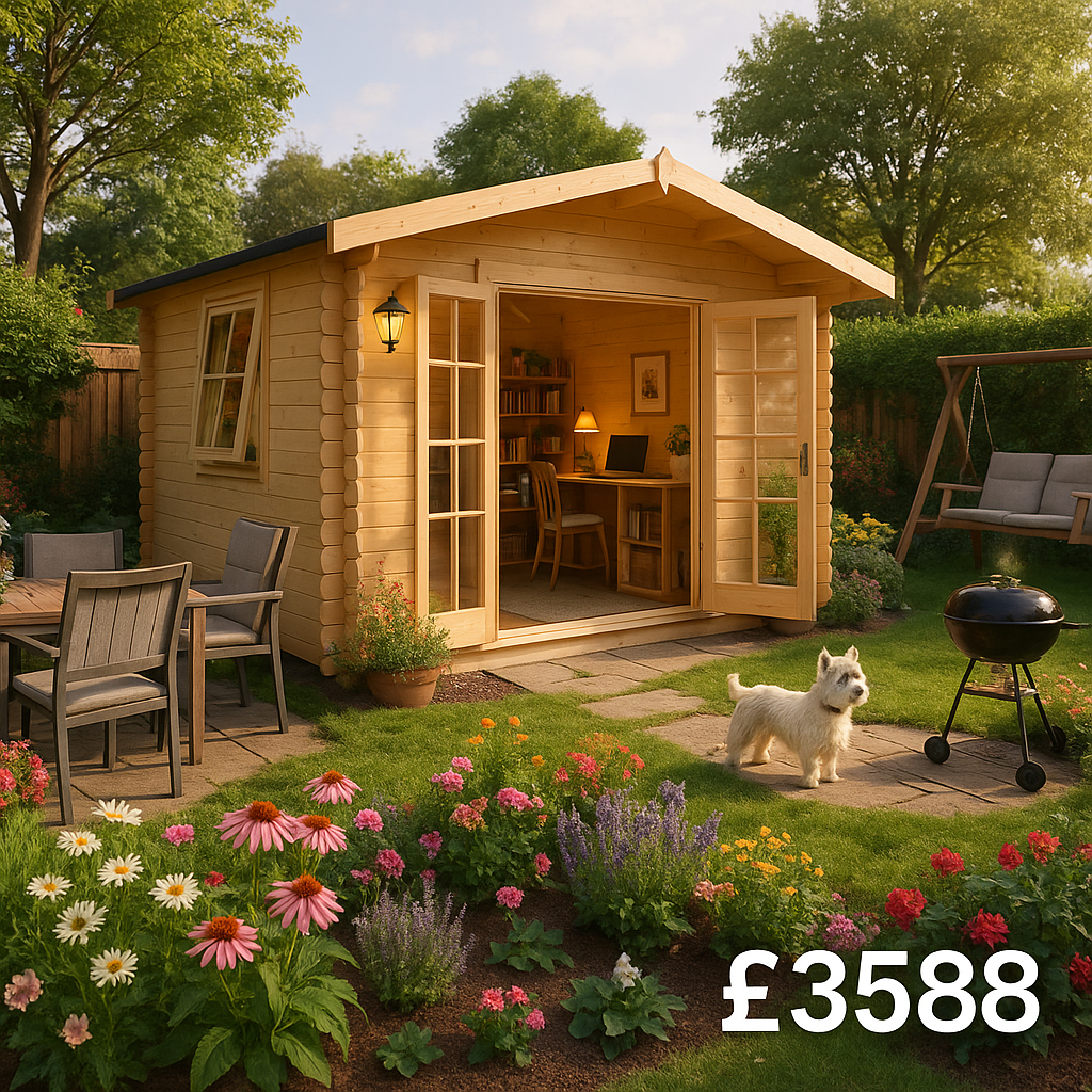 Garden Office - 14'x12' The Panthera 28mm Log Cabin - 0% Finance - Buy Now Pay Later - Tiger Sheds