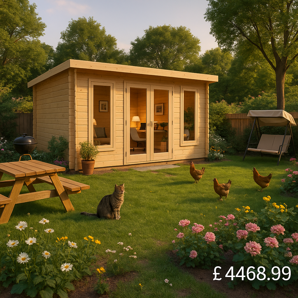 Garden Office - 14'x12' The Procas 44mm Log Cabin - 0% Finance - Buy Now Pay Later - Tiger Sheds