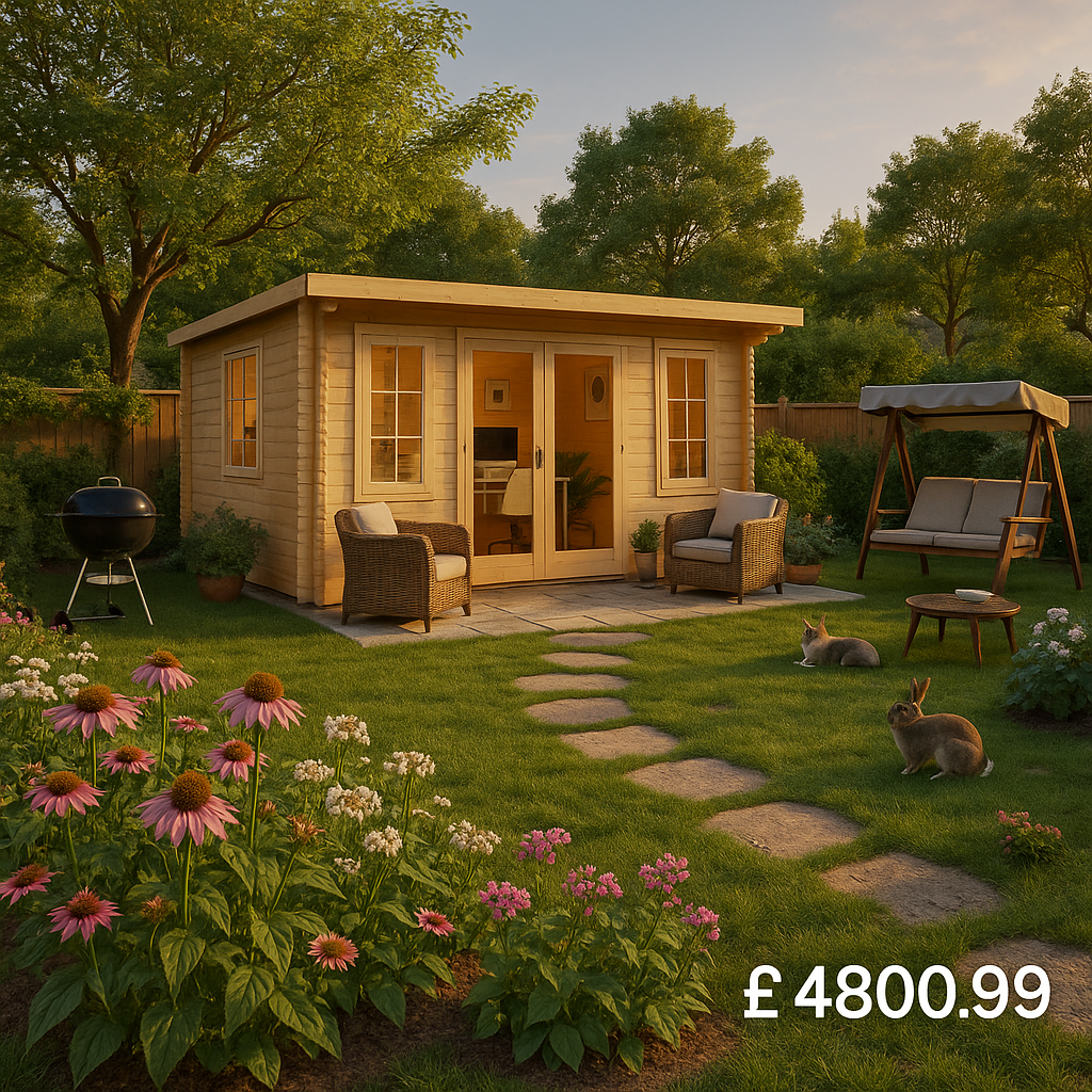Garden Office - 14'x14' The Procas 44mm Log Cabin - 0% Finance - Buy Now Pay Later - Tiger Sheds