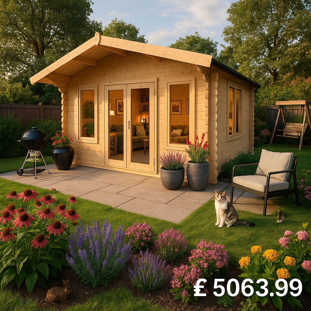 Garden Office - 14'x14' The Shere 44mm Log Cabin - 0% Finance - Buy Now Pay Later - Tiger Sheds