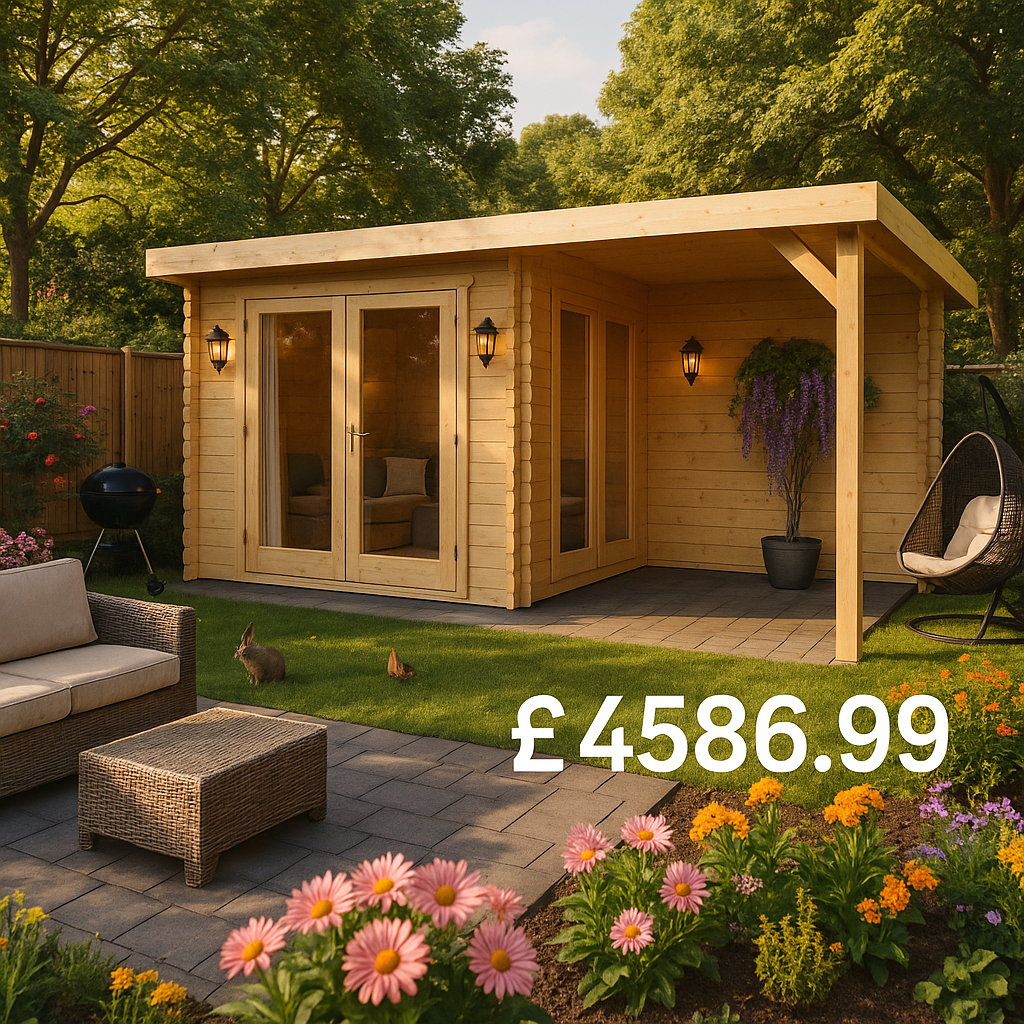 Garden Office - 16'x12' The Lakra 44mm Log Cabin - 0% Finance - Buy Now Pay Later - Tiger Sheds