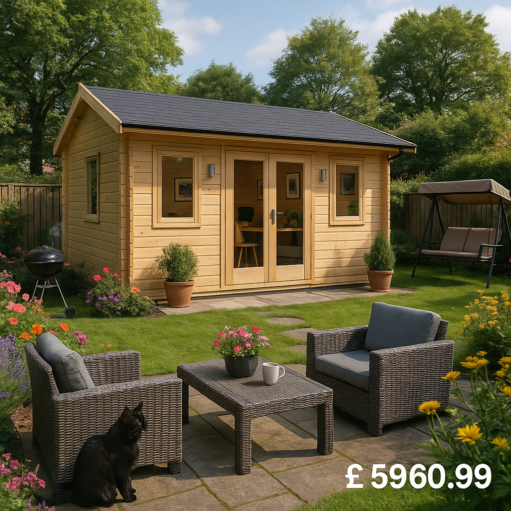 Garden Office - 18'x12' The Delta 44mm Log Cabin - 0% Finance - Buy Now Pay Later - Tiger Sheds