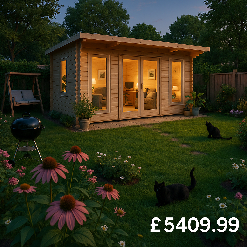Garden Office - 18'x12' The Procas 44mm Log Cabin - 0% Finance - Buy Now Pay Later - Tiger Sheds
