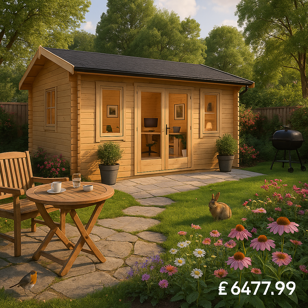 Garden Office - 18'x14' The Delta 44mm Log Cabin - 0% Finance - Buy Now Pay Later - Tiger Sheds