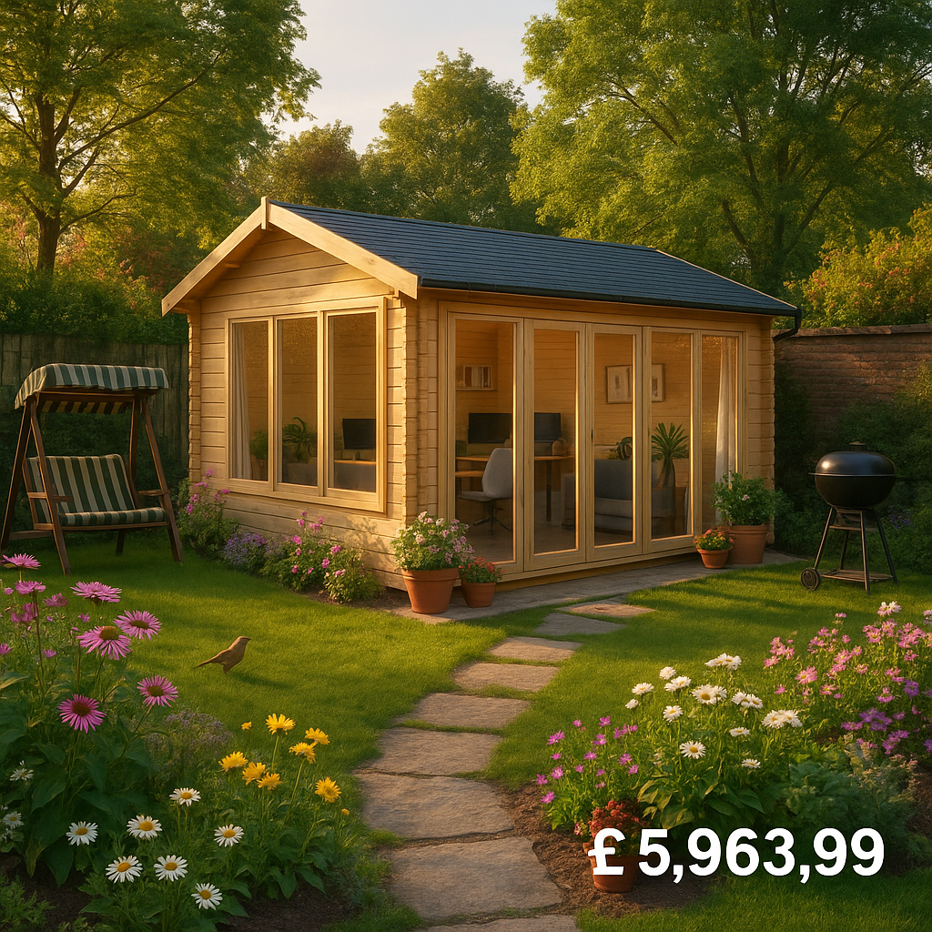 Garden Office - 20'x12' The Gamma 44mm Log Cabin - 0% Finance - Buy Now Pay Later - Tiger Sheds