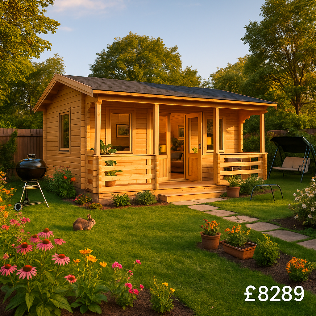 Garden Office - 20'x20' The Sigma 44mm Log Cabin Inc Veranda - 0% Finance - Buy Now Pay Later - Tiger Sheds