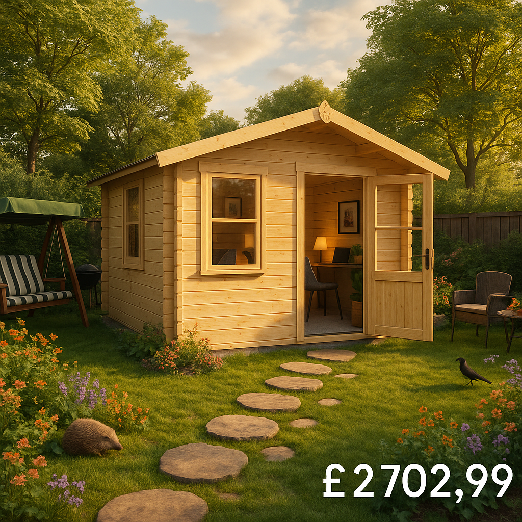 Garden Office - 8'x8' Milne Log Cabin - 44mm Garden Log Cabins - 0% Finance - Buy Now Pay Later - Tiger Sheds