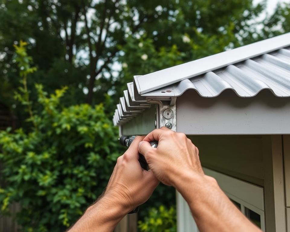 gutter brackets installation on shed