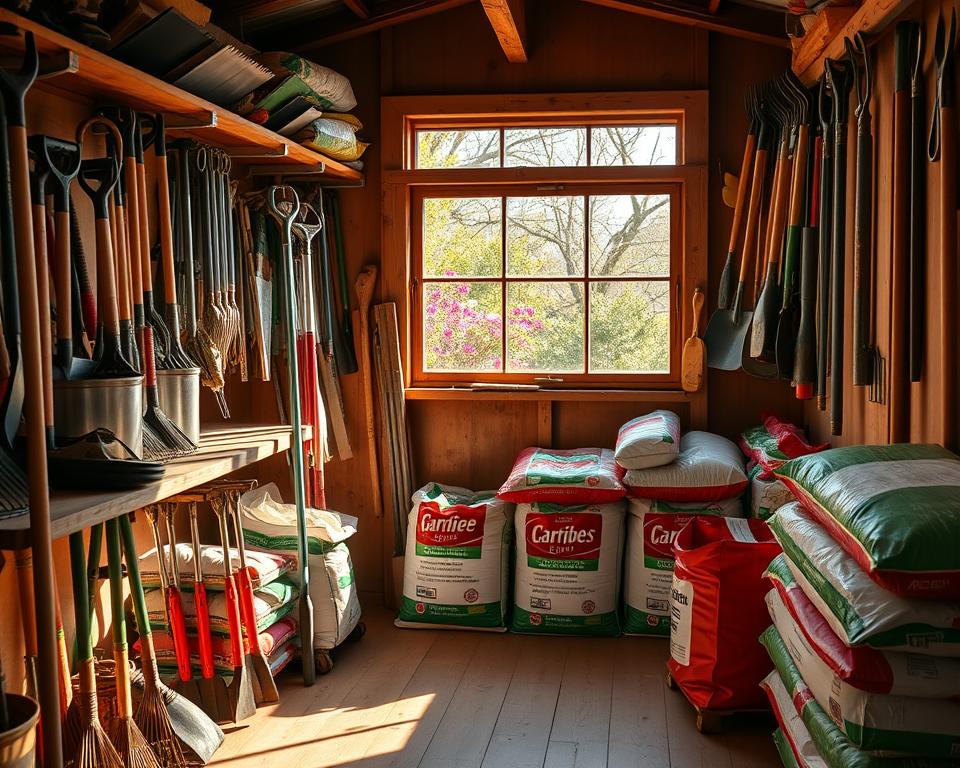 seasonal storage garden tools organisation
