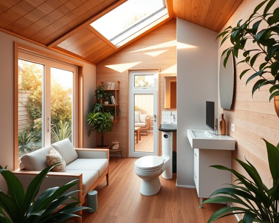 small garden office with toilet