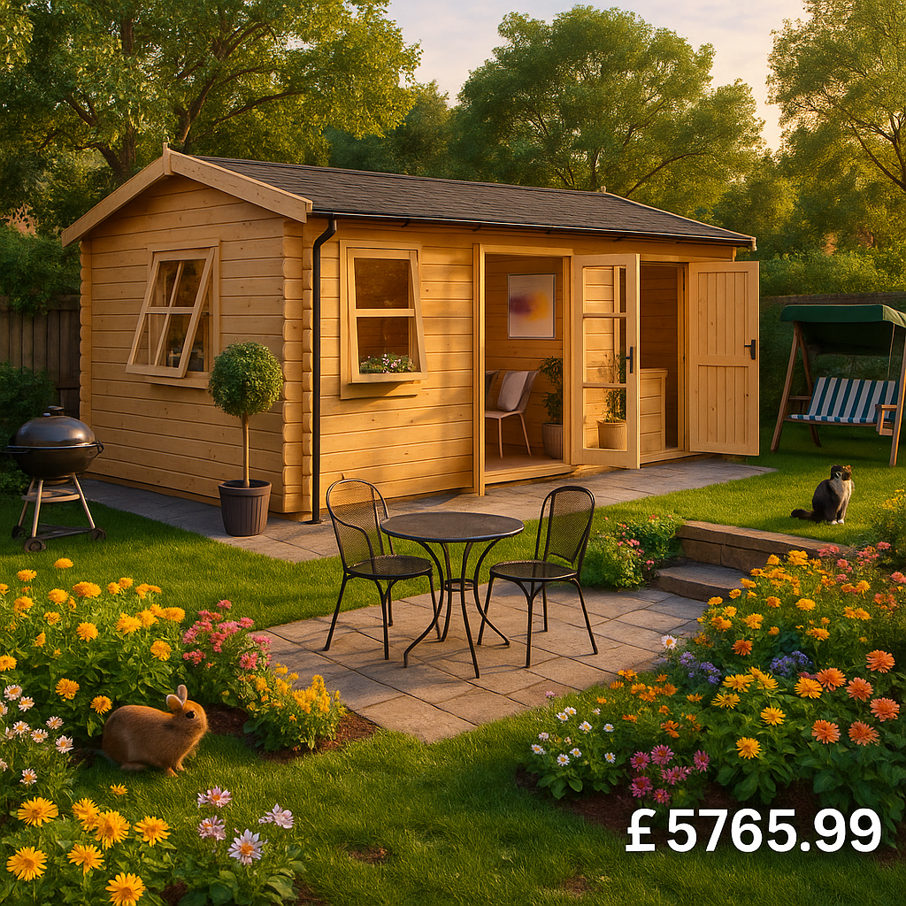 16'x12' Delta Store Reduced Height Log Cabin - 44mm Log Cabin - 0% Finance - Buy Now Pay Later - Tiger Sheds