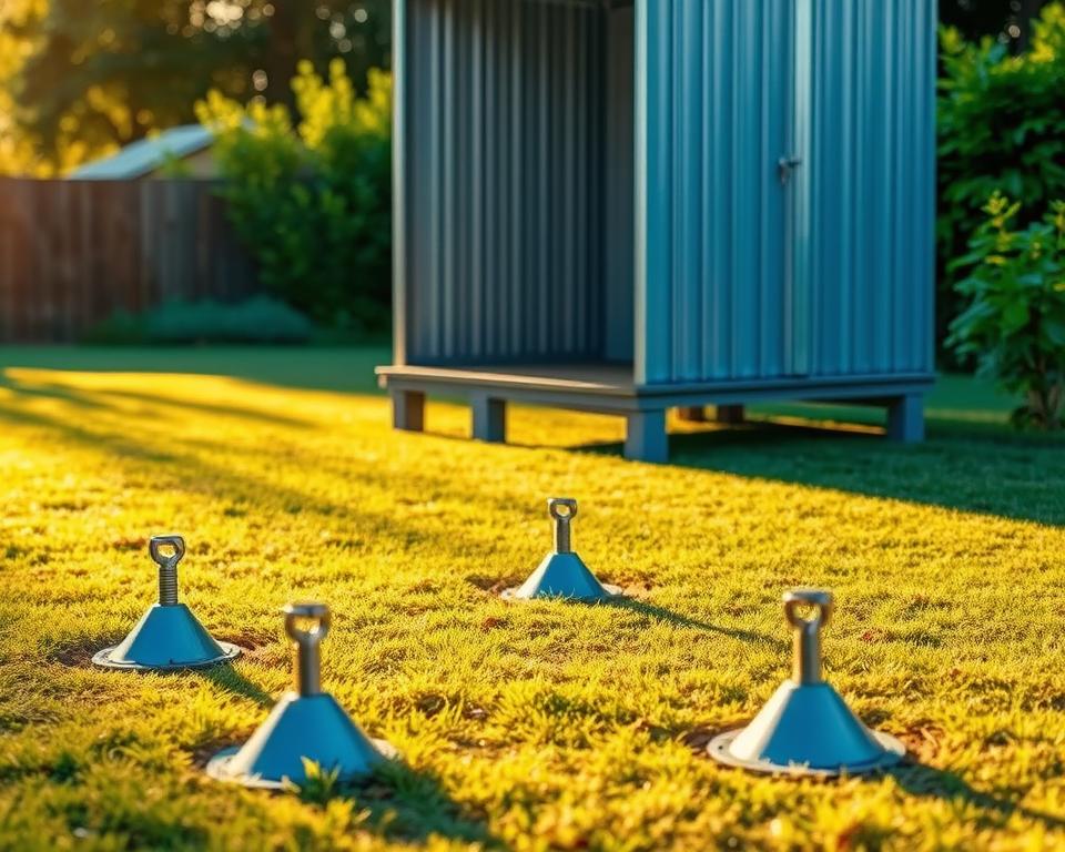 install ground anchors shed
