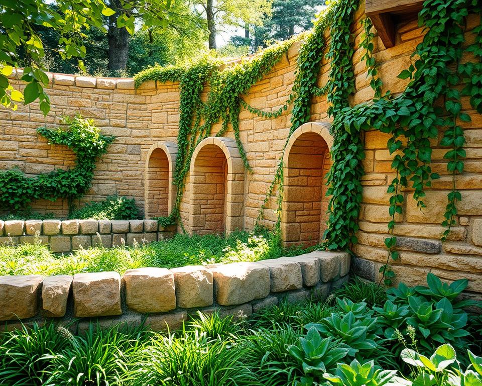 sandstone garden walls