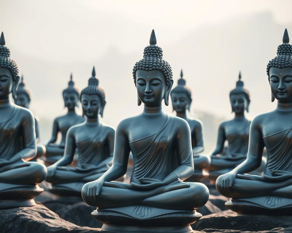 Buddha statues in meditation
