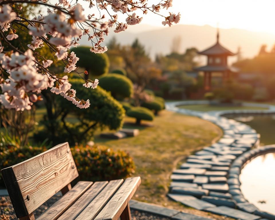 Japanese garden seating area Japanese garden seating area