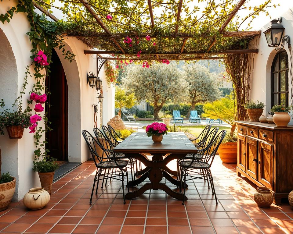 Mediterranean alfresco dining area Mediterranean alfresco dining area