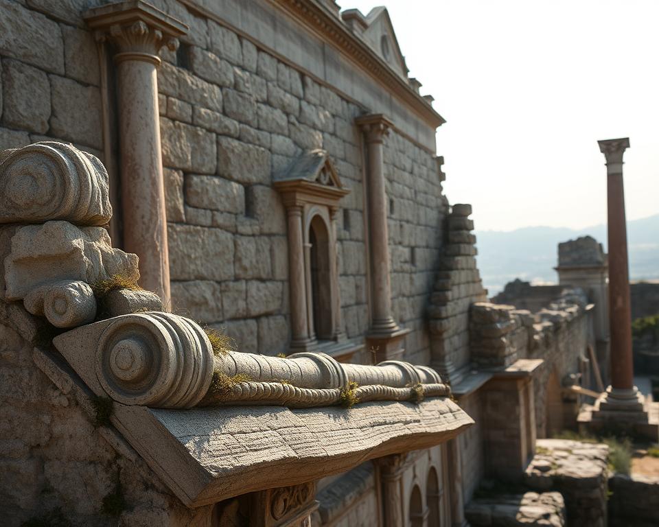 architectural elements in ruin wall architectural elements in ruin wall