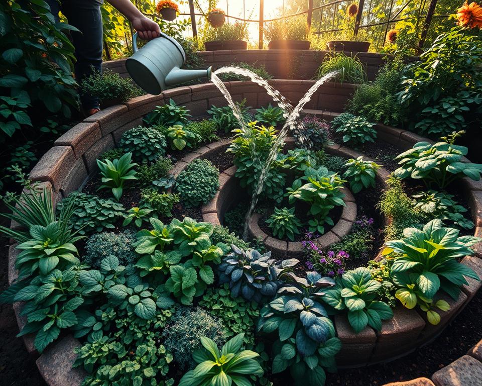 herb spiral watering