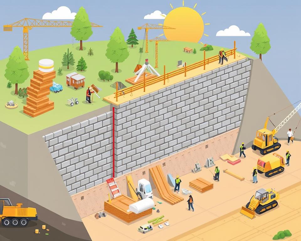 retaining wall materials for shed base